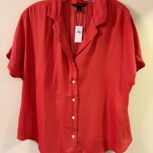 Banana Republic Blouse -Women's Red (rust/burnt org) Button-Up Top.  Sz s NWT